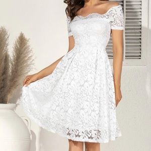 White midi lace dress